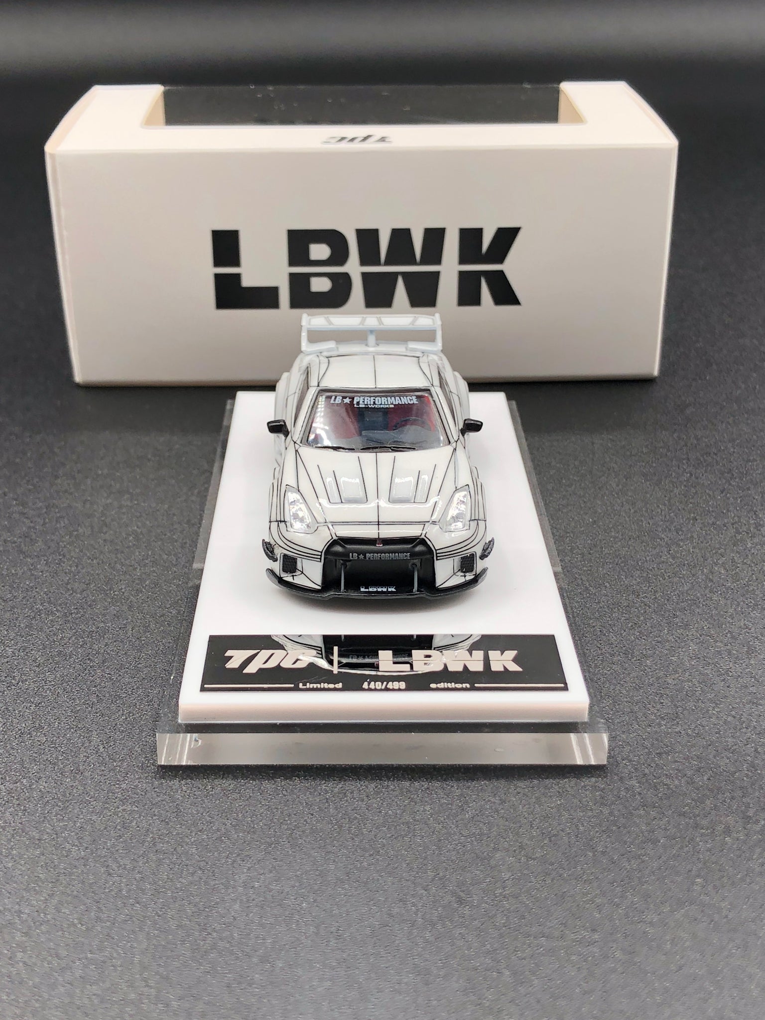 TPC 1/64 WHITE/BLACK GTR R35 - LBWK - WIDE BODY - ONLY 499 MADE